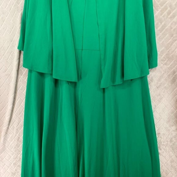 Eloquii Womans 18 Dress Kelly Green Long Maxi Short Sleeve Ruched Round Neck - Picture 12 of 13